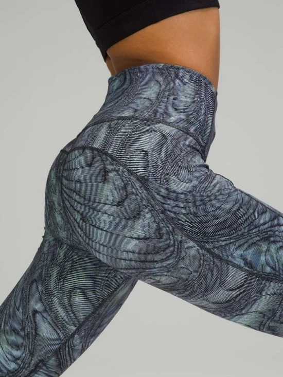 Lululemon Fast and Free Tight 25" Nulux Dimensional Icing Blue Multi Size 10 - Picture 3 of 9